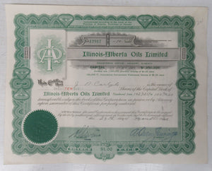 Illinois-Alberta Oils stock certificate