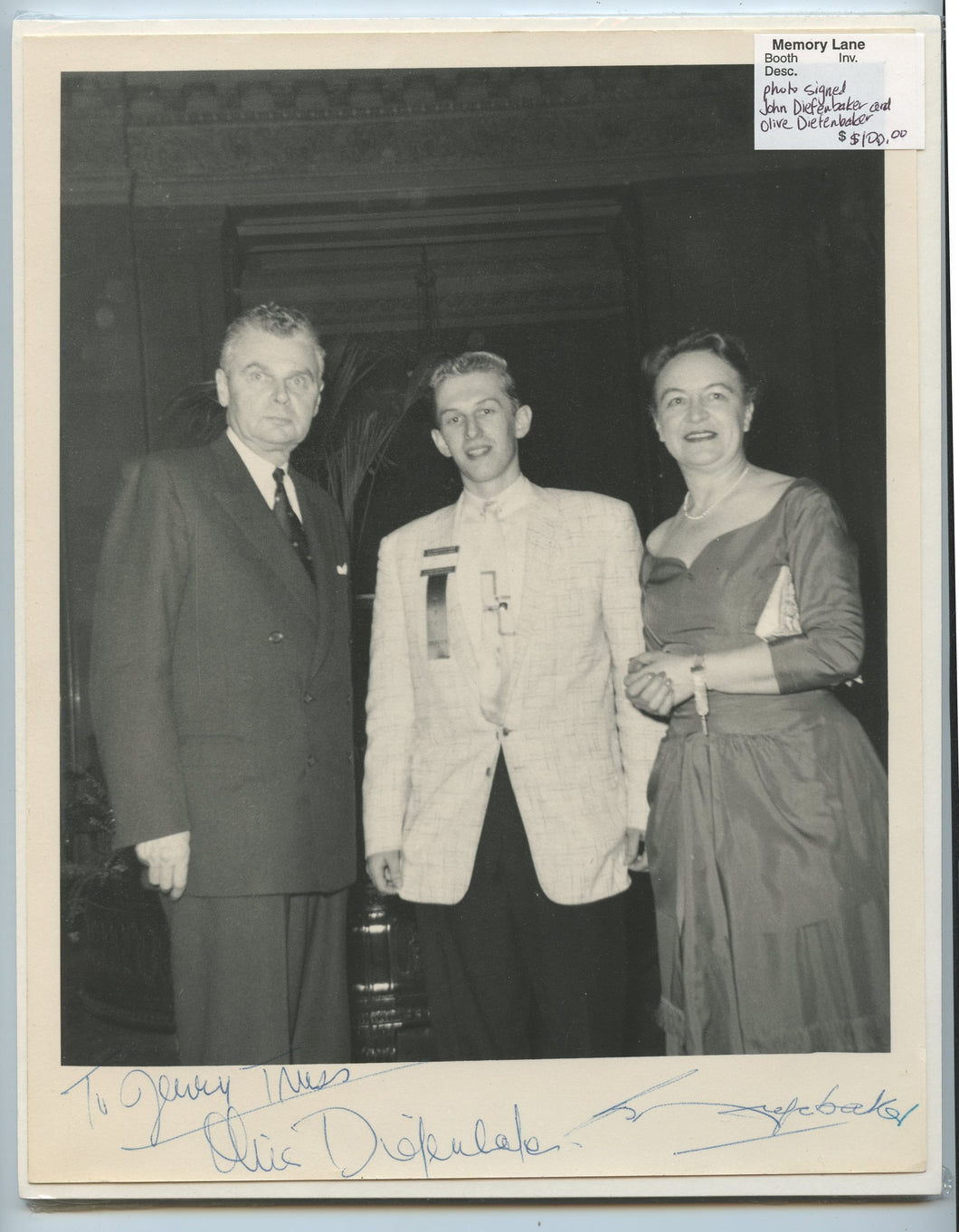 Photo of John and Olive Diefenbaker  (and Jerry Truss?)