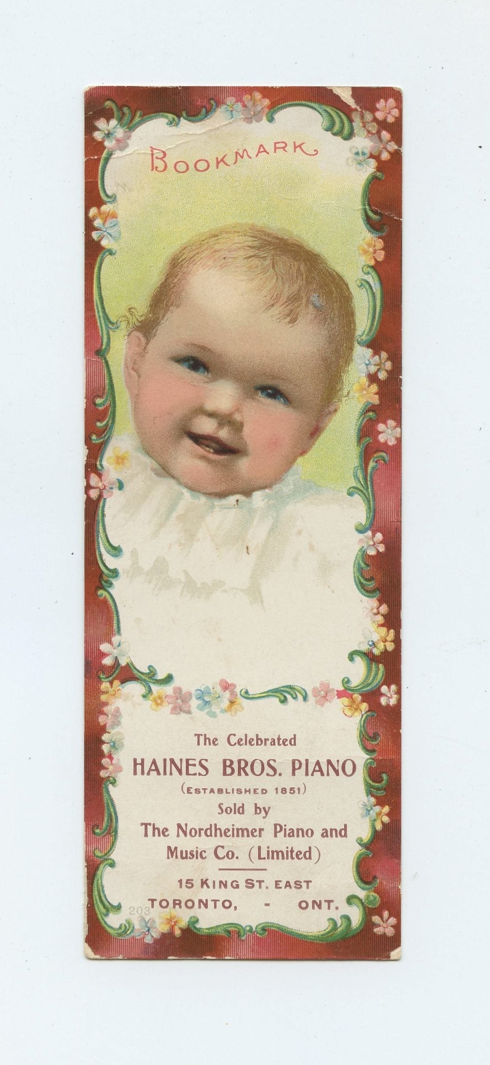 Haines Bros. Piano bookmark