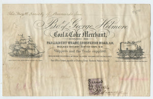 Bill of lading, George Helmore, Coal & Coke Merchant, 1884