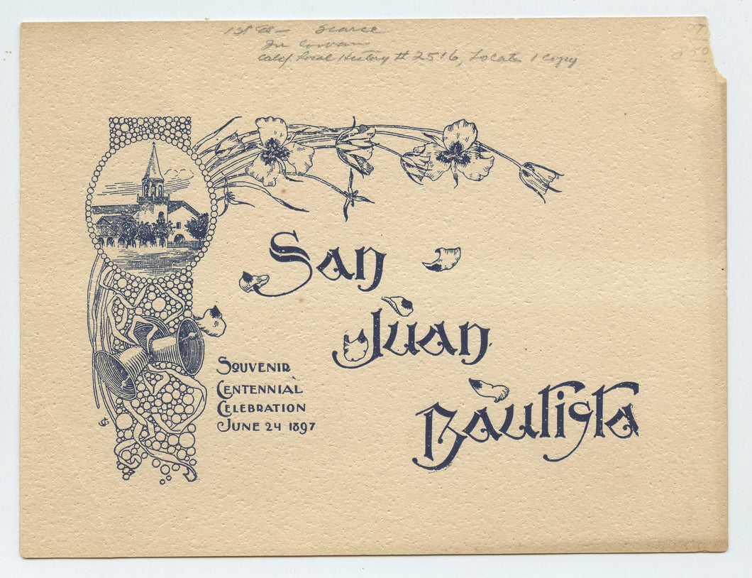San Juan Bautista souvenir card, 1897