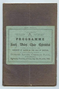 Programme of the South Wales Chair Eisteddfod 