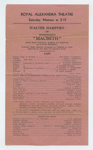 Royal Alexandra Theatre Macbeth program