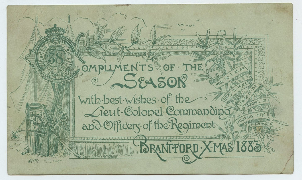 Dufferin Rifles Christmas card, 1883