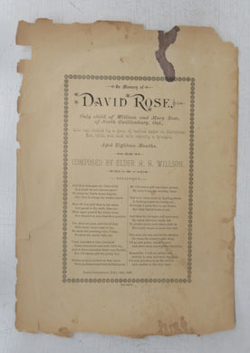Memorial poem to David Rose