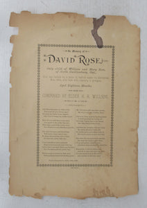 Memorial poem to David Rose