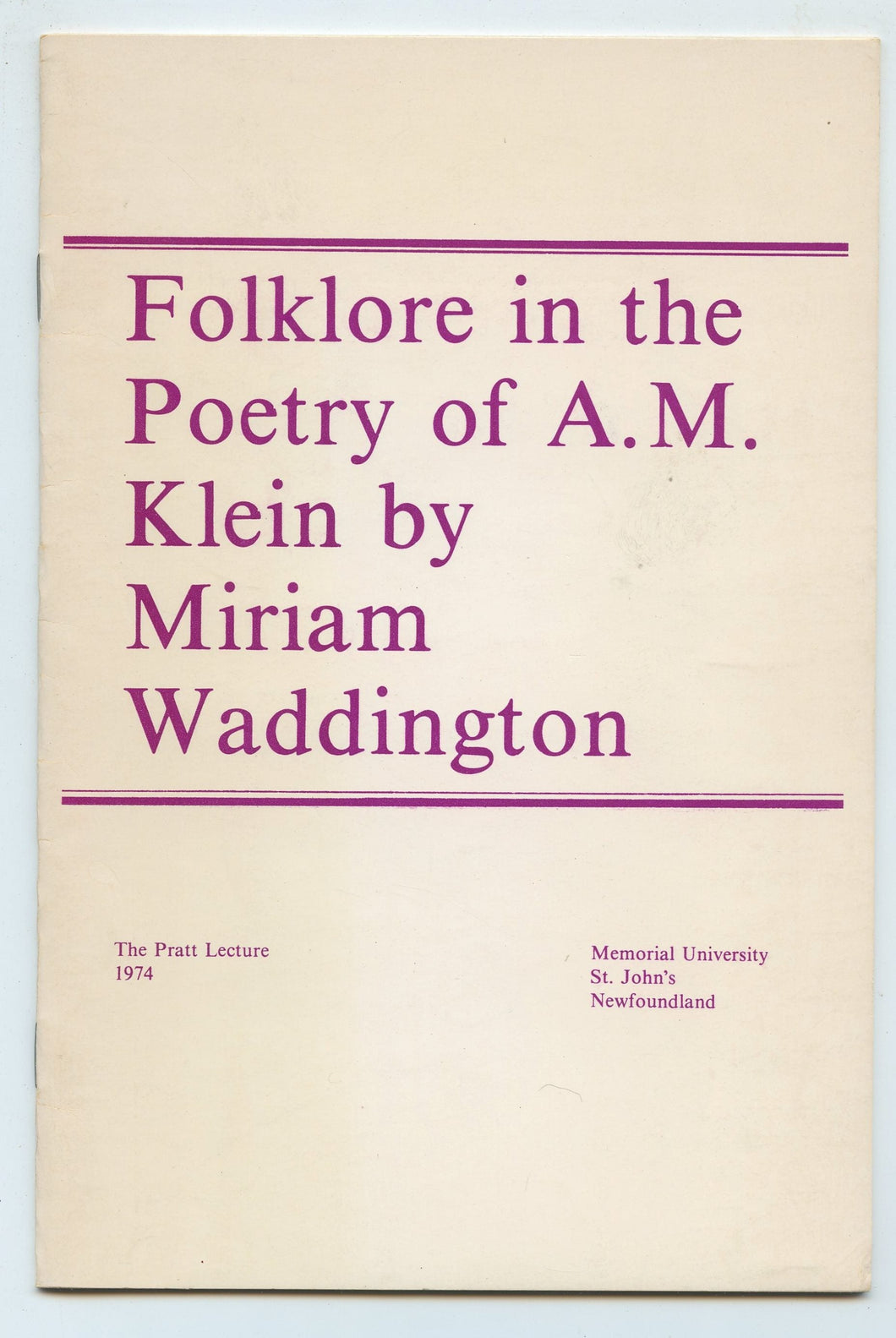 Folklore in the Poetry of A. M. Klein