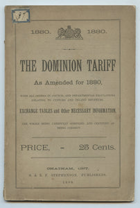The Dominion Tariff As Amended for 1880