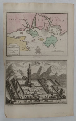 A Chart of the Bay of Chin-Chew or Chang-Chew in China, from Montanus; Temple of Pau Lin Shi, near Nankin