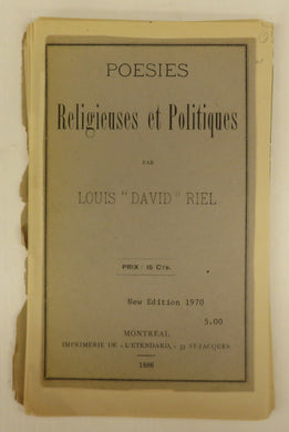 Poesies Religeuses et Politiques par Louis "David" Riel