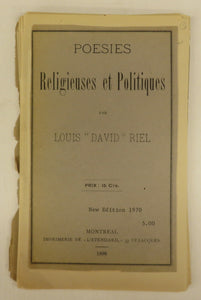 Poesies Religeuses et Politiques par Louis &#34;David&#34; Riel
