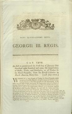 An Act to permit until the First Day of January One thousand eight hundred and nine, the Importation of Masts, Yards, and Bowsprits, or of the Timber fit for Naval Purposes, from the British Colonies in North America, Duty-free