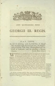 An Act for allowing, until the First Day of August One thousand eight hundred and two, the Importation of certain Fish from Newfoundland and the Coast of Labrador, and for granting a Bounty Thereon