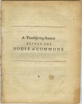 A Thanksgiving-Sermon Before the House of Commons
