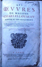 Les Oevres de Maistre Charles Loyseau, Advocat en Parlement