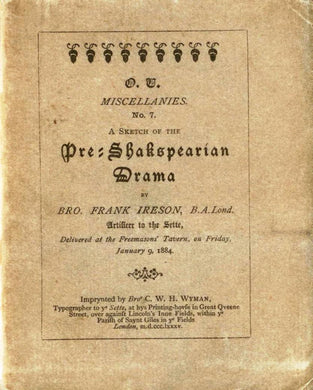 A Sketch of the Pre-Shakspearian Drama