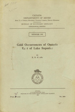 Gold Occurrences of Ontario East of Lake Superior