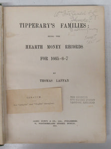 Tipperary's Families: Being the Hearth Money Records For 1665-6-7