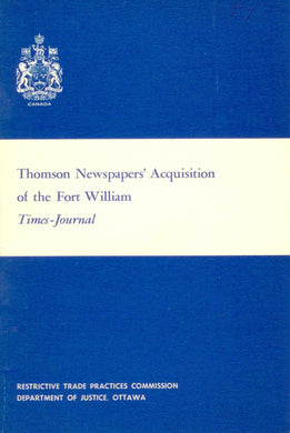 Thomson Newspapers' Acquisition of the Fort William Times-Journal